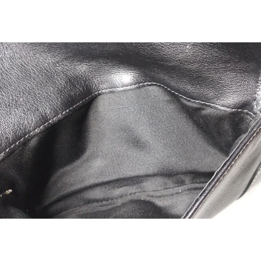 Coach Black Leather Wristlet Clutch Purse Medium Size charm & tassel accent